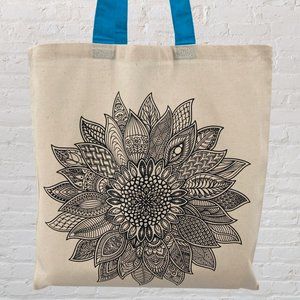 Cotton Tote Bag with Mandala Graphic